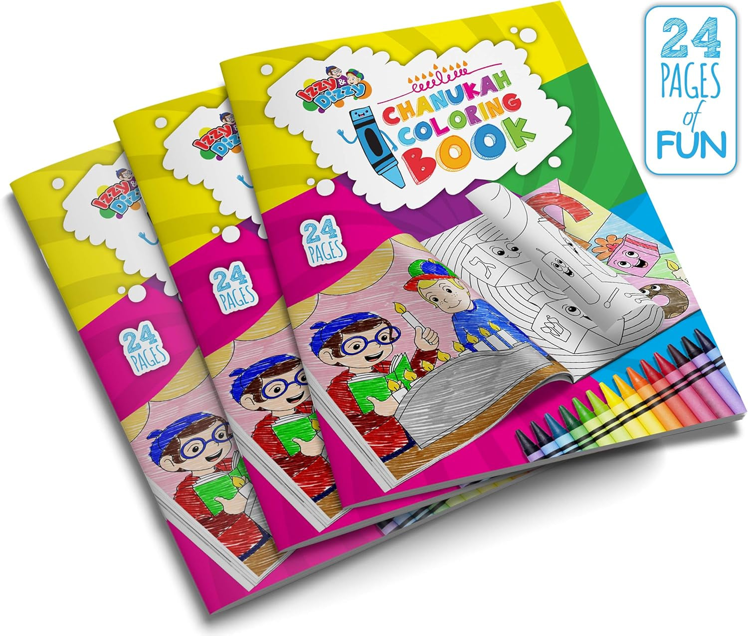 Hanukkah Coloring Book - Great for Partys and Gifts- Chanuka Coloring Book - 24 Pages - 3 Pack