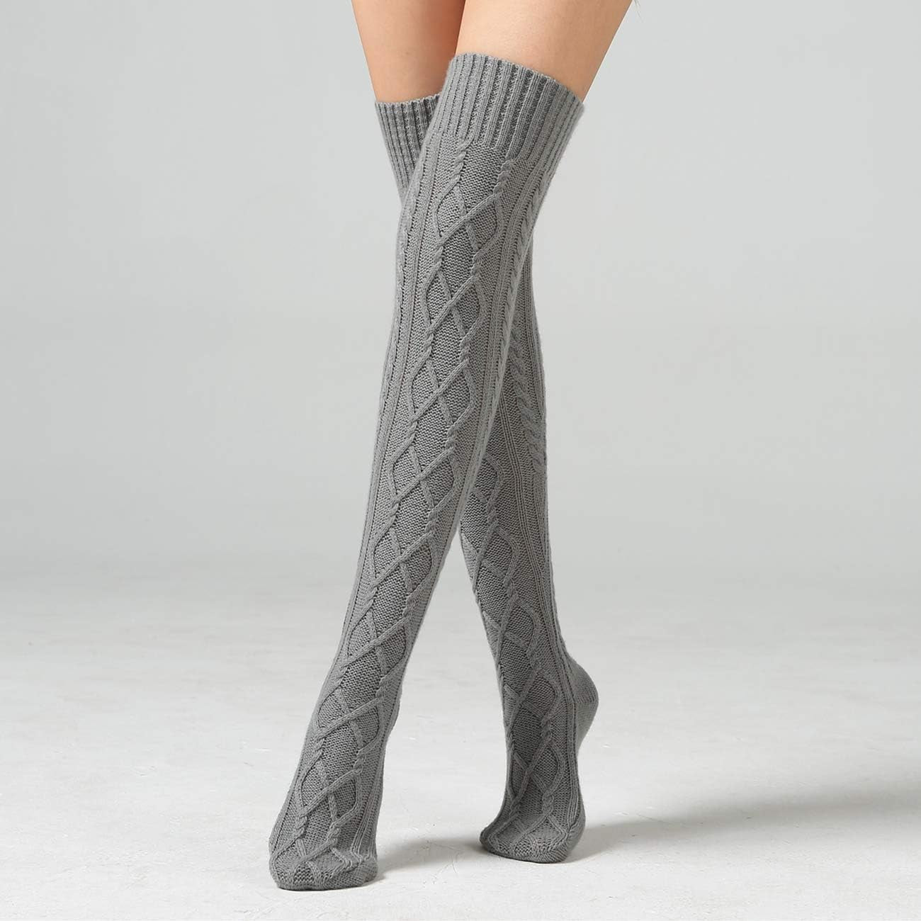 Women'S Cable Knit Thigh High Boot Socks Extra Long Winter Stockings Leg Warmers