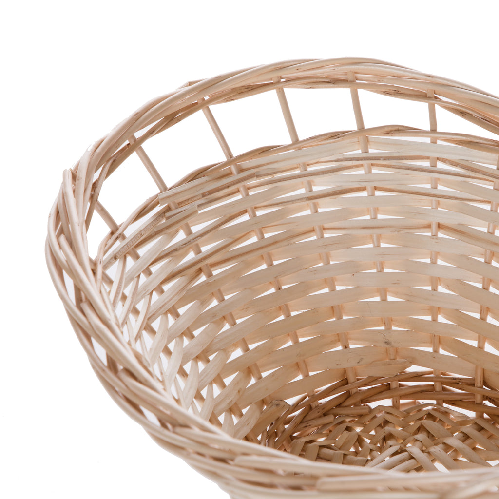 Decorative Oval Split Willow Basket with Cutout Handles, 16.14” L X 11.42” W X 7.08” H