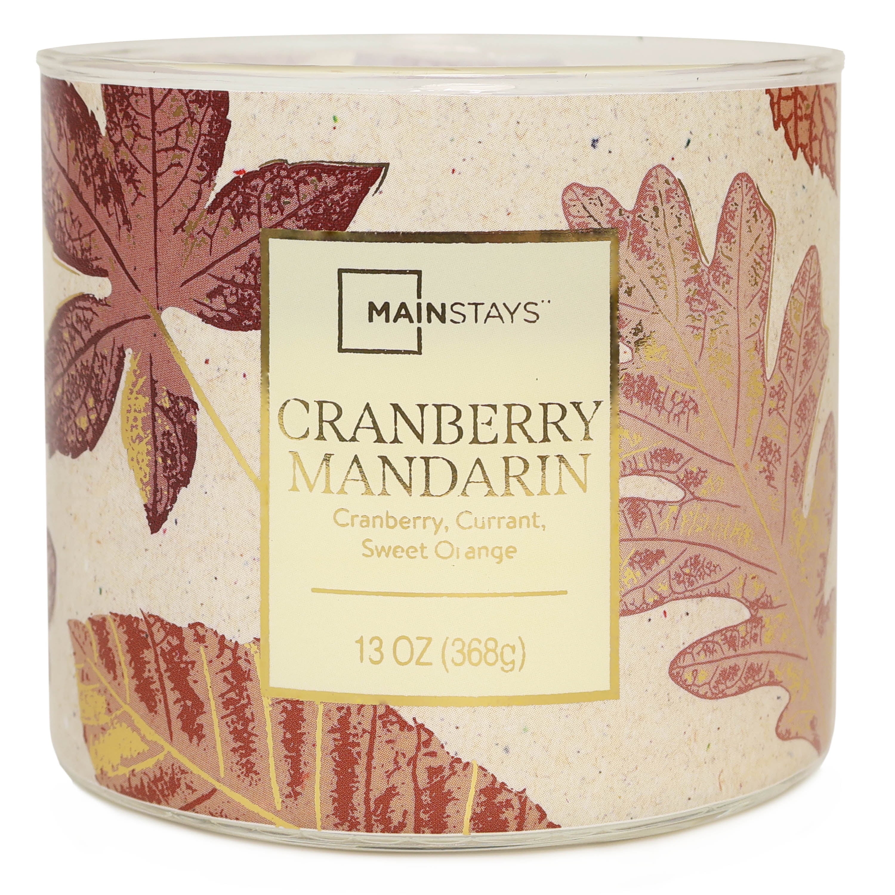 3-Wick Cranberry Mandarin with a Leaf Design, 13-Ounce
