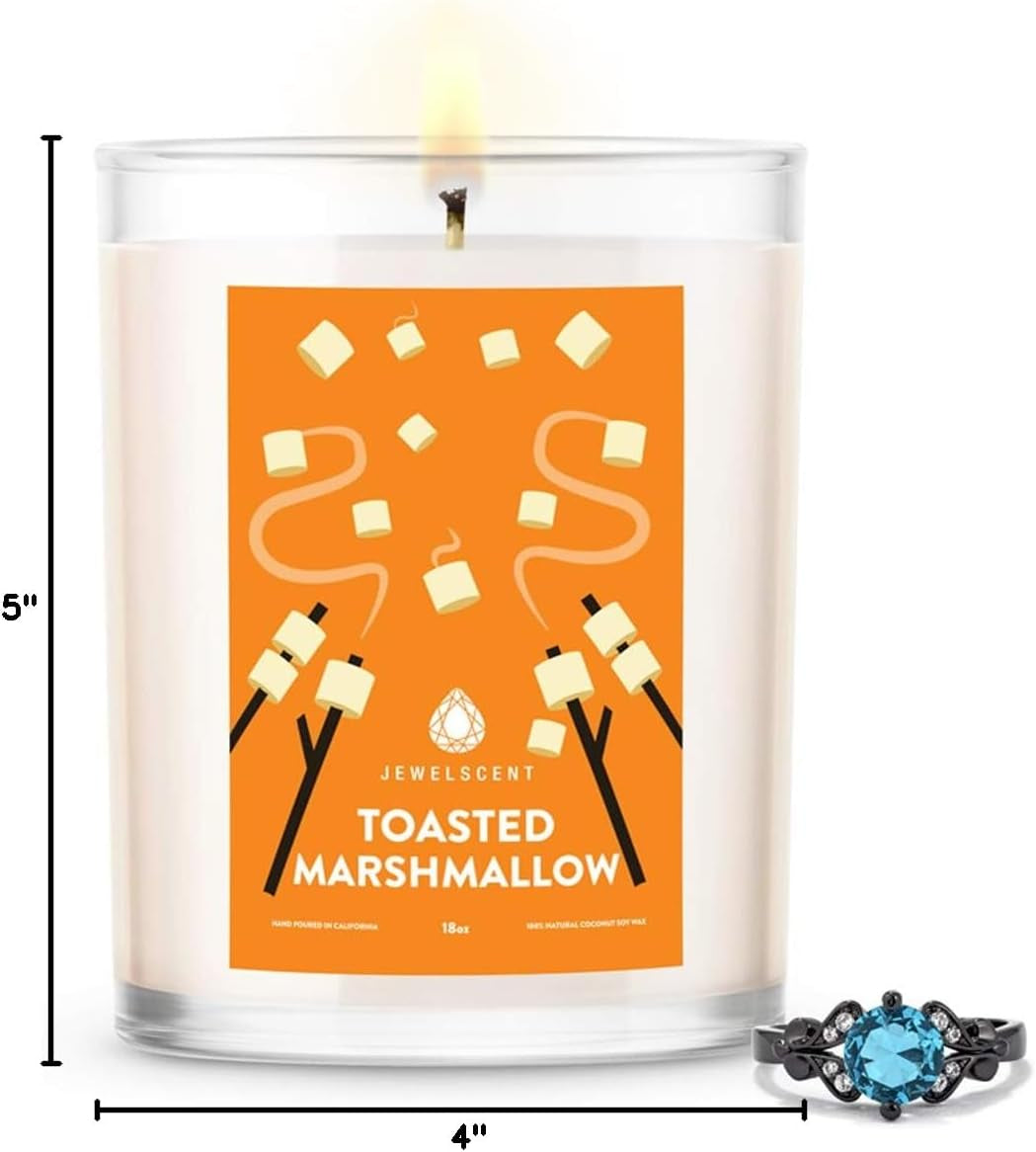 Jewelscent Haunting Hayride X-Large 18 Oz Candle with Suprise Jewelry Ring | Creamy Pumpkin, Meyer Lemon, Ground Cardamom and Sweet Manuka Honey | Ring 06