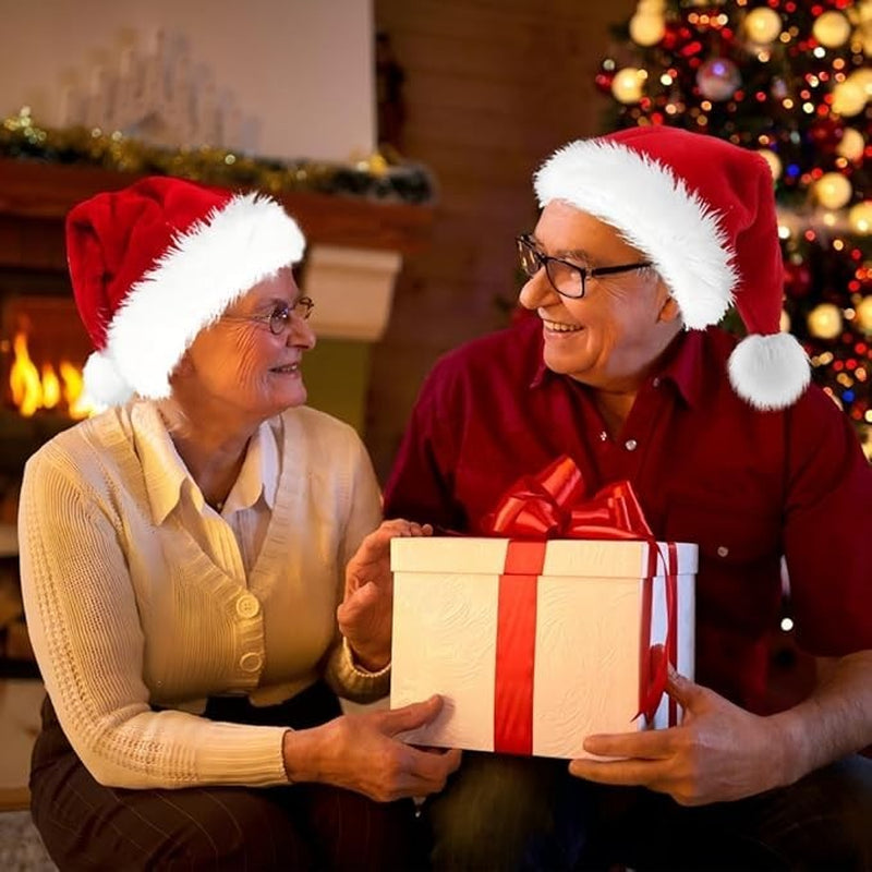 🎅 Plush Velvet Santa Hat – Thick Faux Fur Christmas Hat for Adults