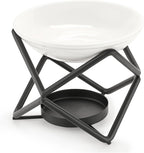 Euro Metal Oil Burner Wax Warmer, Delicate Romantic Ceramic Tealight Candle Holder Oil Burner, Fragrance Warmer Aromatherapy Wax Candle Tart Burner Warmer Diffuser for Home Bedroom Décor