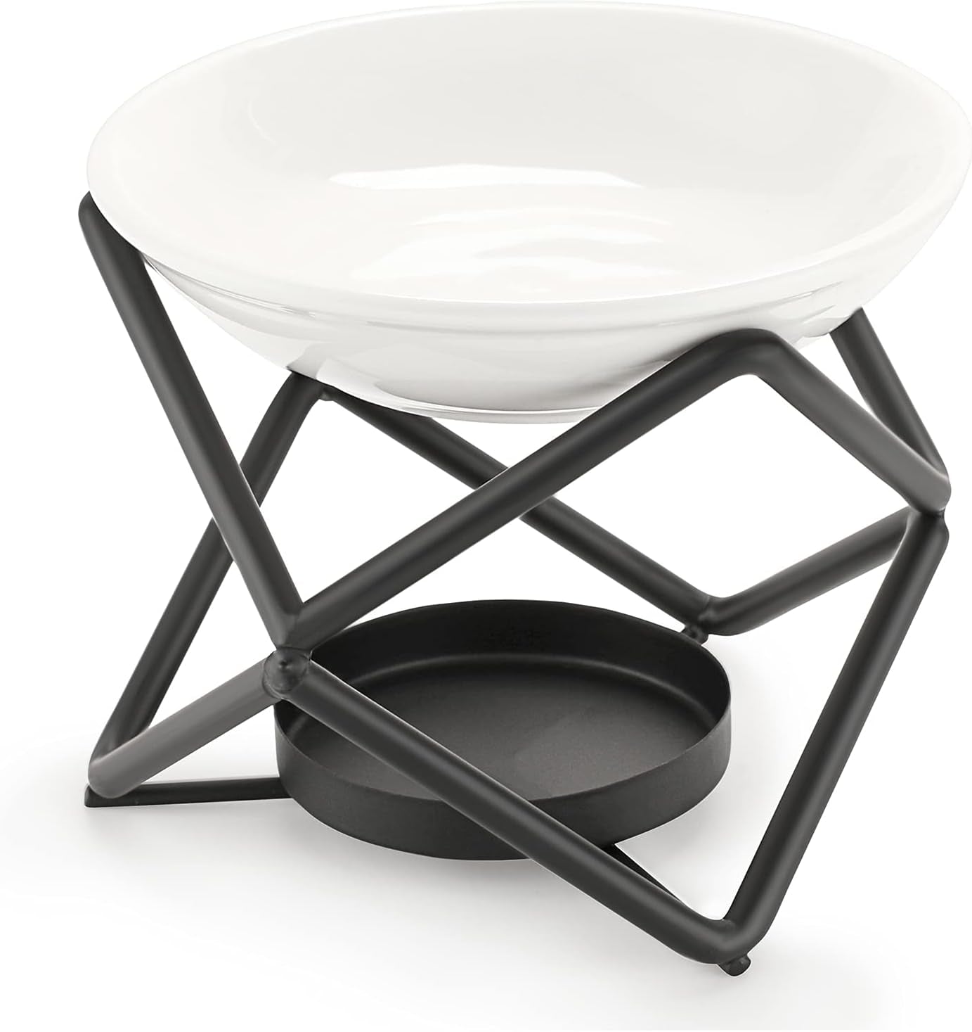 Euro Metal Oil Burner Wax Warmer, Delicate Romantic Ceramic Tealight Candle Holder Oil Burner, Fragrance Warmer Aromatherapy Wax Candle Tart Burner Warmer Diffuser for Home Bedroom Décor