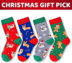 Christmas Socks for Kids Teens - Unisex Xmas Gift Ideas, Stocking Sock 4 Pack