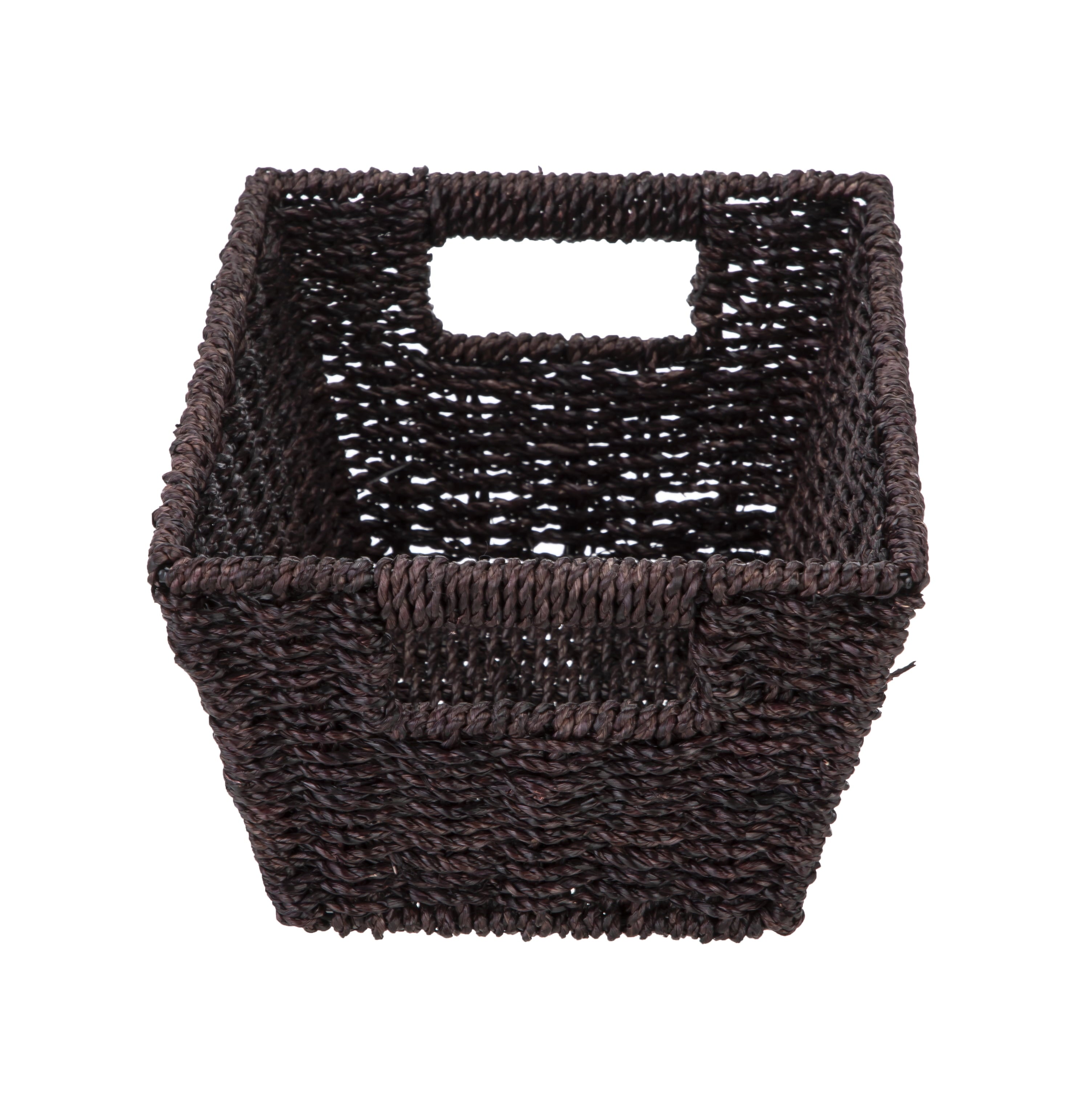 (6 Pack)  Espresso Handwoven Seagrass Basket, Rectangle