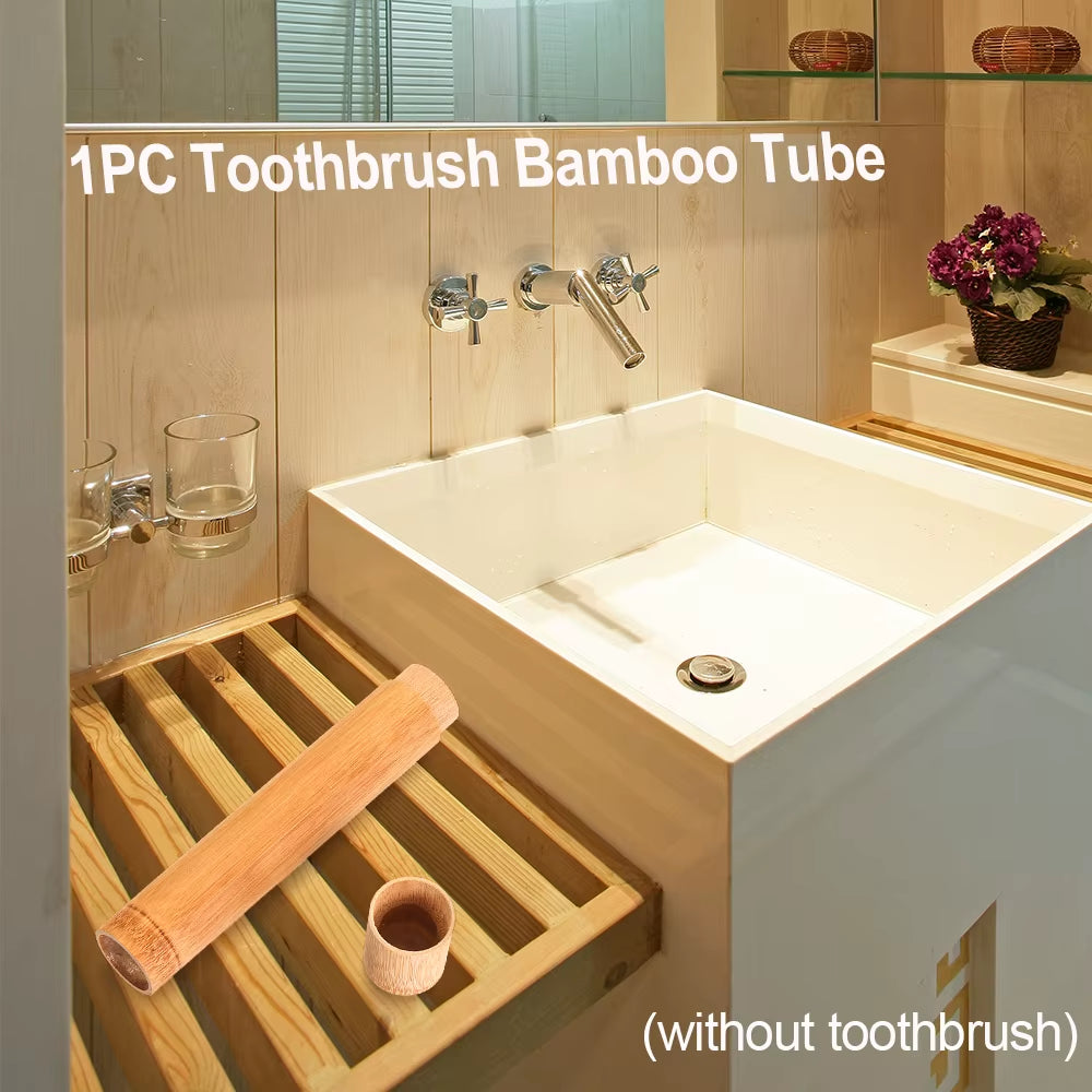 1PC New Eco-Friendly Toothbrush Case Nature Bamboo Toothbrush Tube Adult Health Oral Hygiene Travel Portable Toothbrush Holder