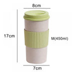 Eco Friendly Reusable Coffee Cup with Lid, Sustainable Wheat Fiber BPA Free Dishwasher and Microwave Safe Portable Eco Cup