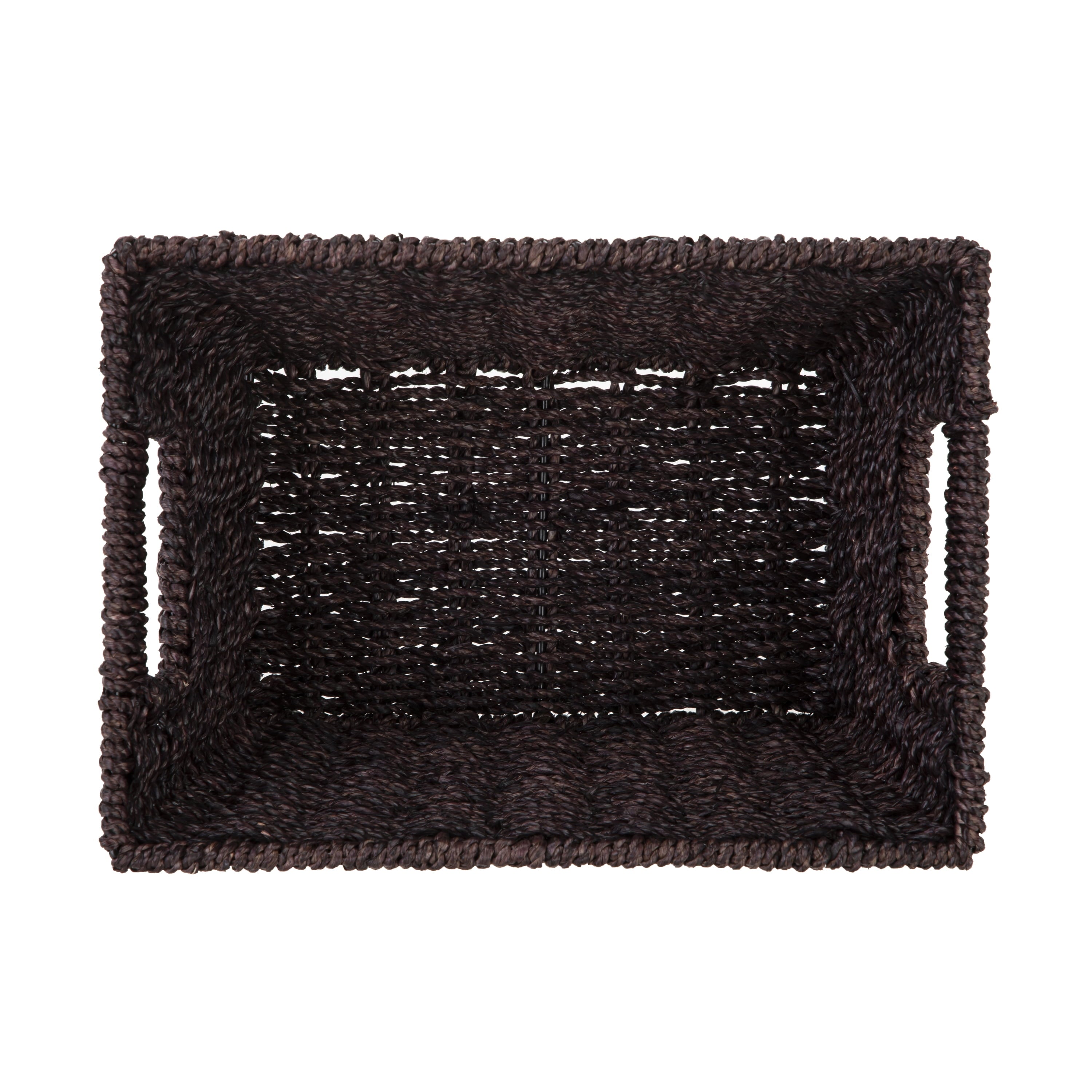 (6 Pack)  Espresso Handwoven Seagrass Basket, Rectangle