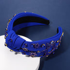 Hanukkah Headband for Women Cute Star Menorah Knotted Headband Blue Embellished Crystal Rhinestone Headbands Hanukkah Hair Accessories Holiday Jewelry Party Gifts (Style D)
