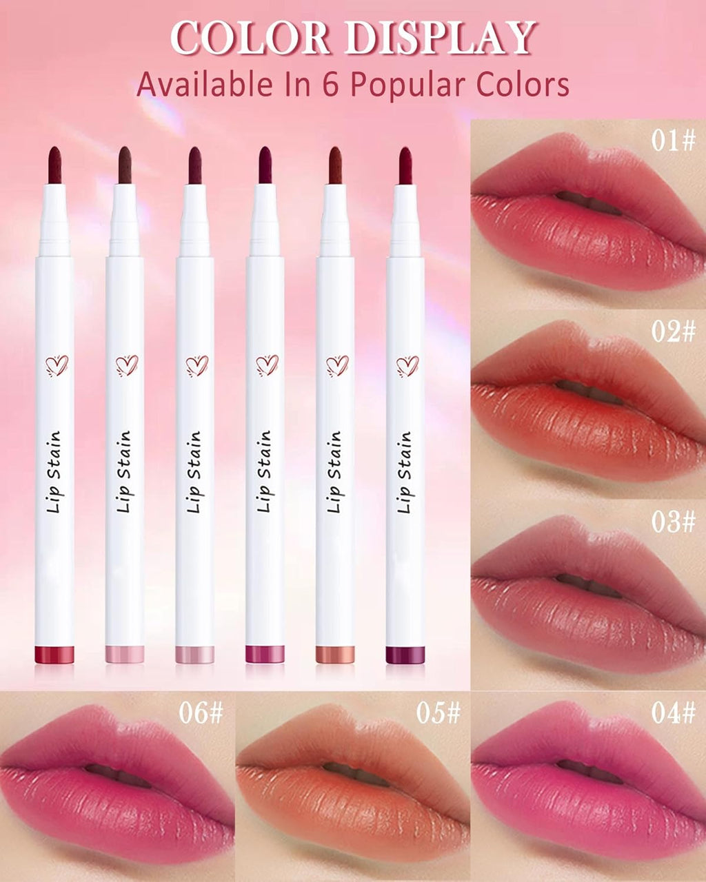 Lip Stain Liner Pen-Hydrating Lip Tint Stain Lip Makeup Tattoo Pencil,Matte Color Look,Longlasting Waterproof Lipstain Lipgloss,Precise Chisel Tip Smooth,Thanksgiving Makeup Gift for Women-01+03+06