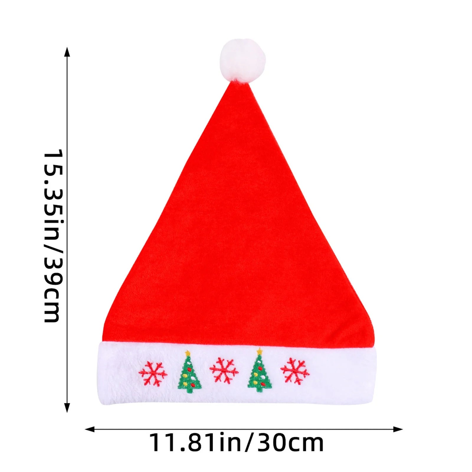 Santa Hat, Red Velvet Christmas Hat Adult, Santa Hat for Women and Men, Thicken Embroidered Xmas Hat for New Year Holiday Party