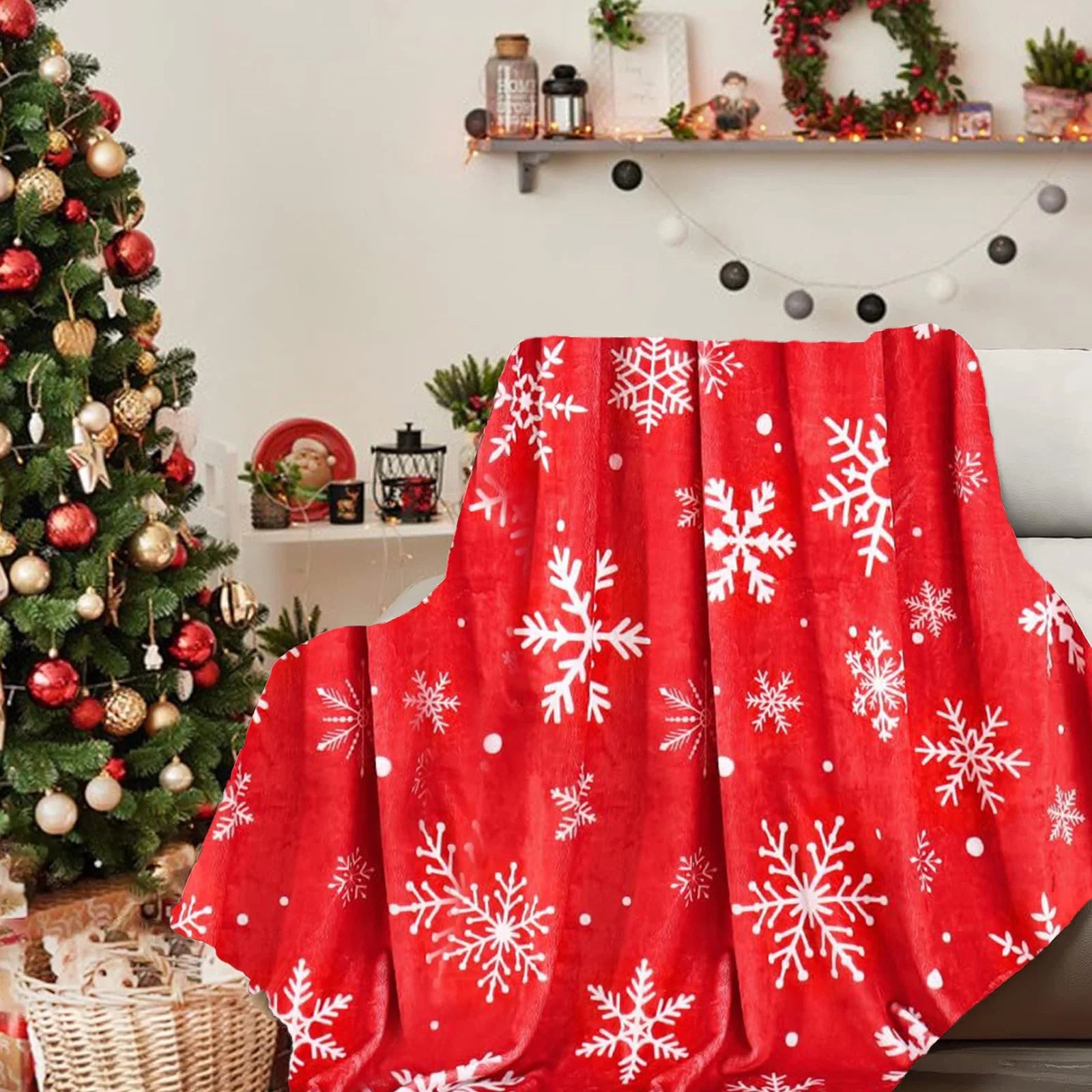 Breathable Throw Blankets Microfiber Soft Warm Christmas Throw Blanket Gifts for Women Girls Mom 40X50 Inches Snowflakes