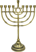 Traditional Bronze Candle Menorah - Chanukah Candles - 9" High