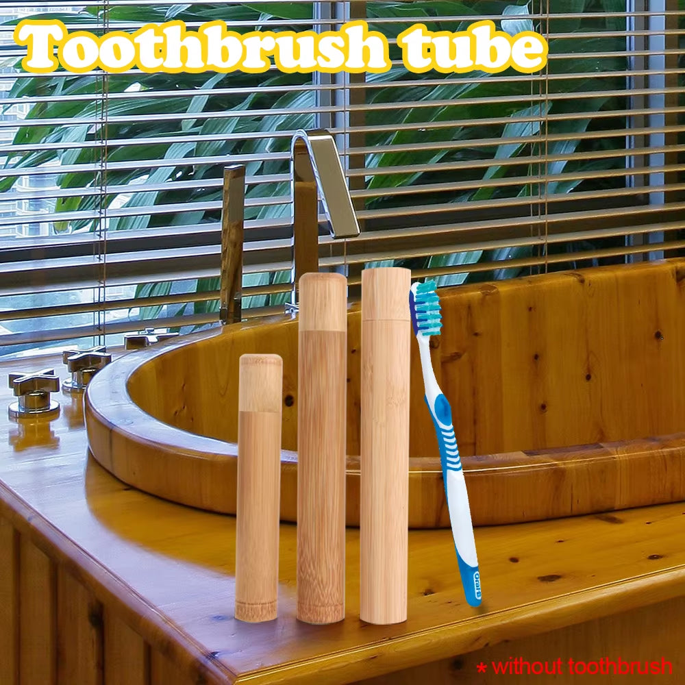 1PC New Eco-Friendly Toothbrush Case Nature Bamboo Toothbrush Tube Adult Health Oral Hygiene Travel Portable Toothbrush Holder
