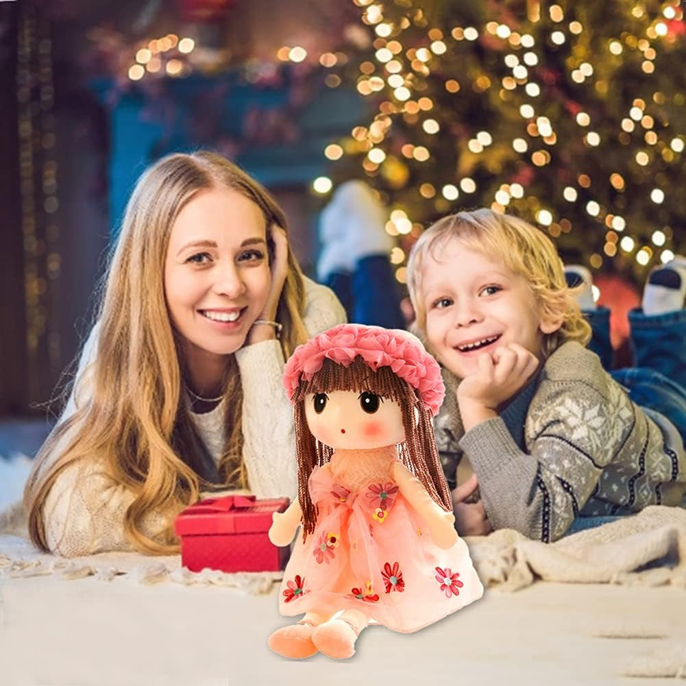 Soft Baby Doll with Clothes, Kawaii 17.7 Rag Doll Ragdoll Stuffed Plush Girl Toy Doll with Hat Skirt Handmade Princess Plush Toy Baby Girls Sleeping Partner Doll Xmas Birthday Gift