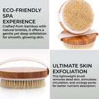 round Body Brush for Exfoliating Skin, 2 Pcs – Natural Bristles Cellulite Shower Scrubber for Wet & Dry Use
