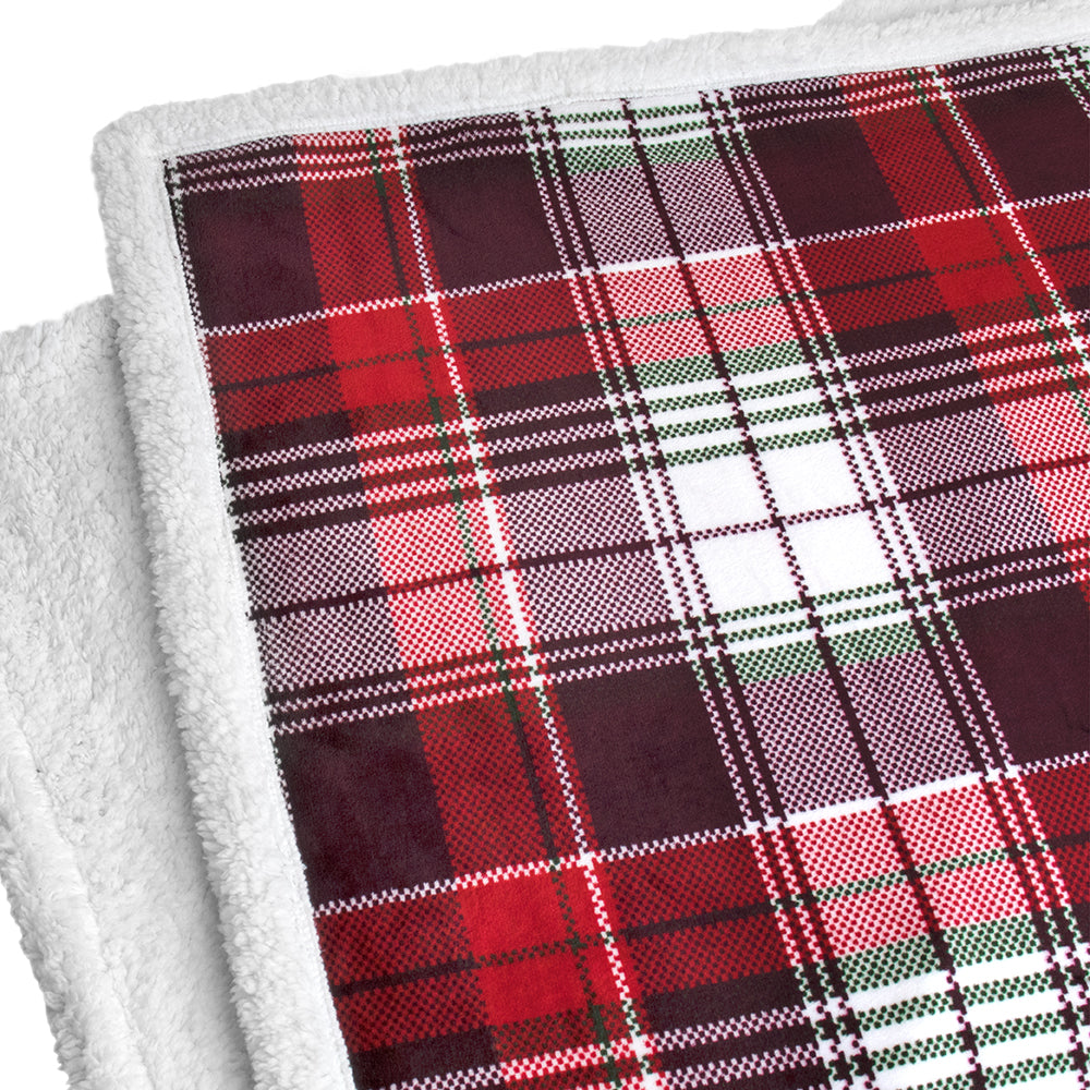 Christmas Blanket Holiday Theme Print Warm Sherpa Fleece Throw Sofa Couch Bed