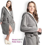 Hooded Herringbone Women'S Soft Spa Long Kimono Bathrobe,Comfy Full Length Warm Nightdress