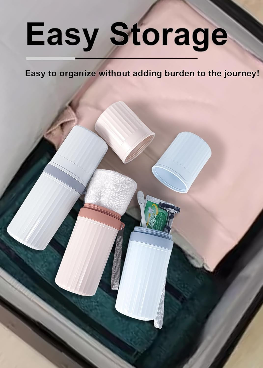Toothbrush Travel Case, Pink Travel Toothbrush Cup Holder for Toothbrush and Toothpaste, Portable Travel Toothbrush Container for Traveling Camping Business School