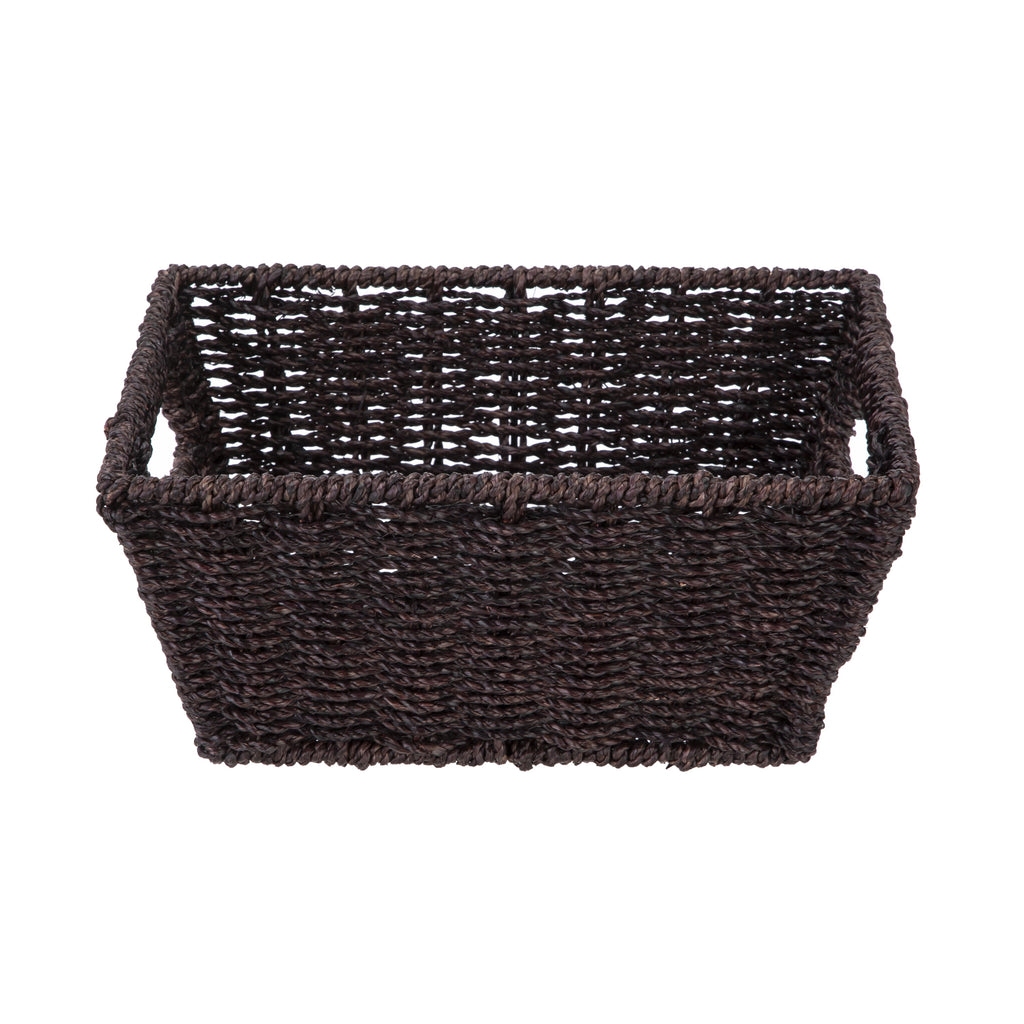 (6 Pack)  Espresso Handwoven Seagrass Basket, Rectangle