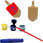 Craft-A-Dreidel, Create Your Own Custom, Kit Includes 2 Wooden Dreidels, 3 Colors, 1 Brush, 1 Glitter, Fun and Educational (2 Dreidels)