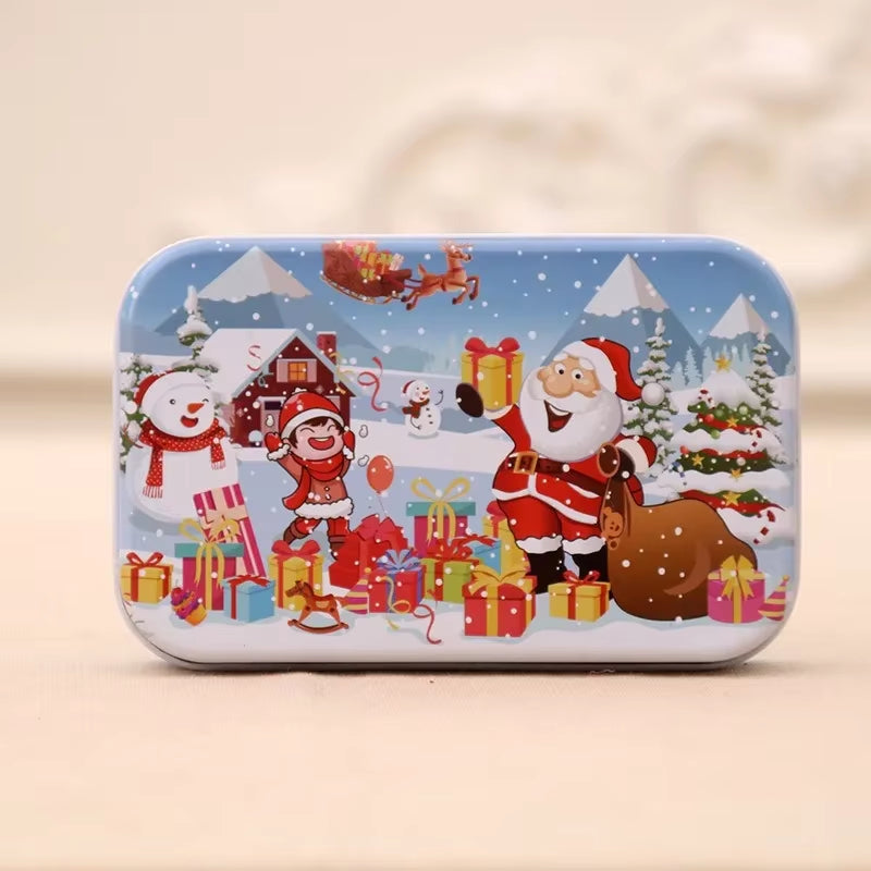 2025 Christmas Iron Box Cardboard Puzzle Santa Claus Puzzle Kindergarte Gifts Merry Christmas Kids Favors Happy New Year 2026