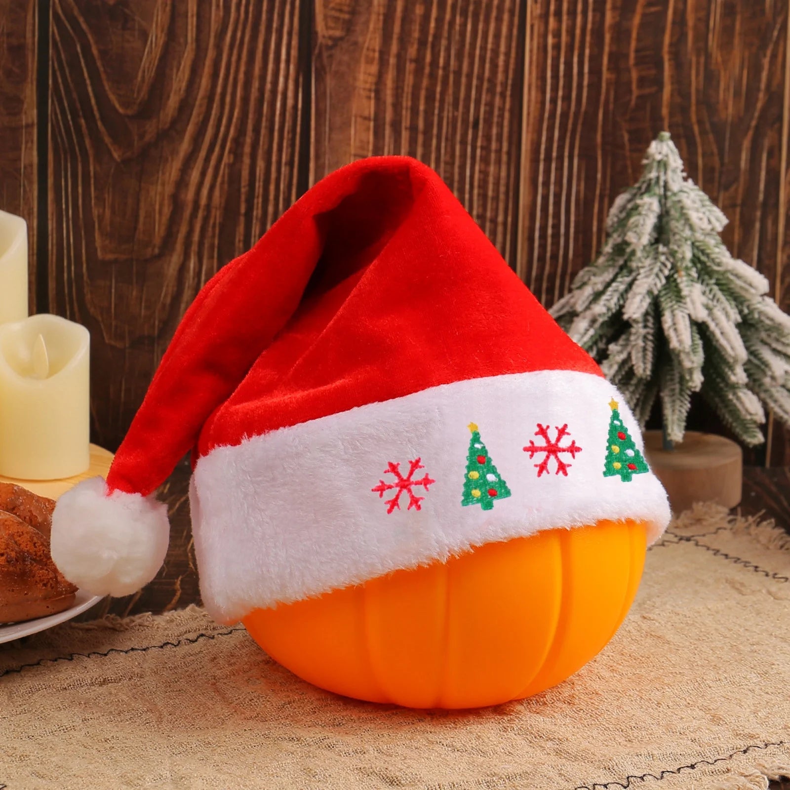 Santa Hat, Red Velvet Christmas Hat Adult, Santa Hat for Women and Men, Thicken Embroidered Xmas Hat for New Year Holiday Party