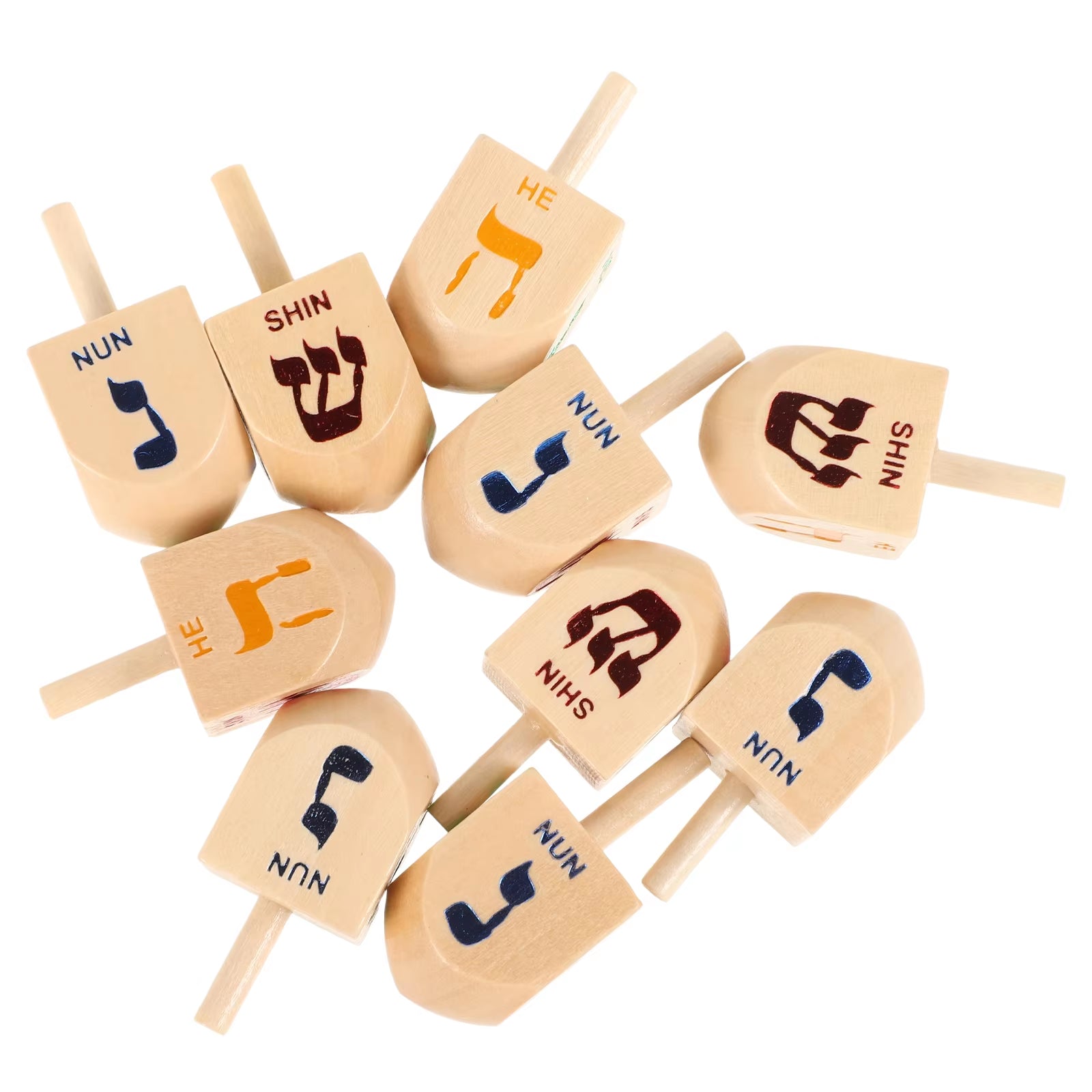 Wooden Spinning Dreidel (10pcs)