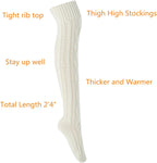 Women'S Cable Knit Thigh High Boot Socks Extra Long Winter Stockings Leg Warmers