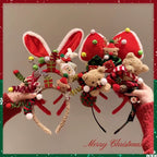 Christmas Decoration Christmas Headband Santa Elk Hair Hoop Antlers Headband Party Dress up Reindeer Bow Red Hair Band