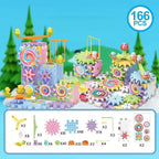 Montessori Kids Electric Gear Building Toy Set Spinning Gears Set Gear Rail Car Big Building STEM Construction Christmas Toy