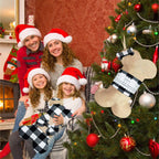 2 Pack Pet Dog Christmas Stockings Buffalo Black White Plaid Burlap Large Bone Shape Hanging Christmas Stocking for Dogs Pets