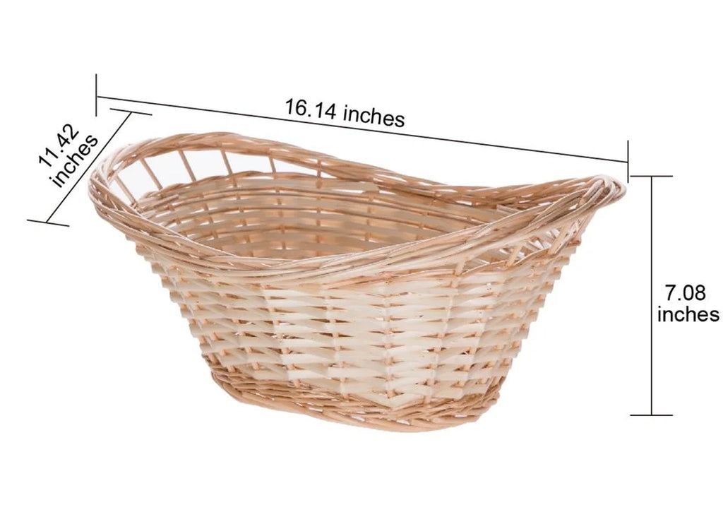 Decorative Oval Split Willow Basket with Cutout Handles, 16.14” L X 11.42” W X 7.08” H