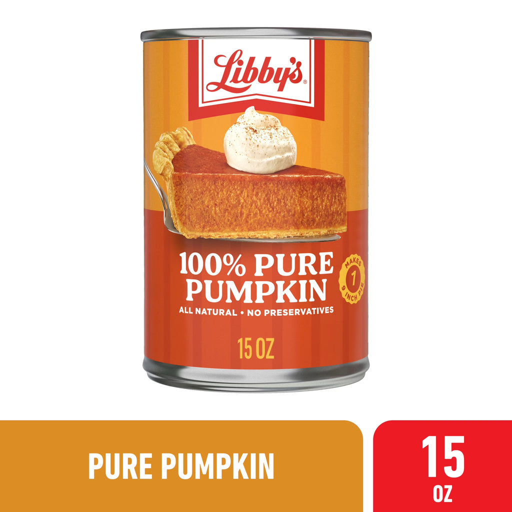 100% Pure Pumpkin Puree, All Natural Gluten Free Canned Pumpkin for Baking Pumpkin Pie Dessert, 15 Oz Can