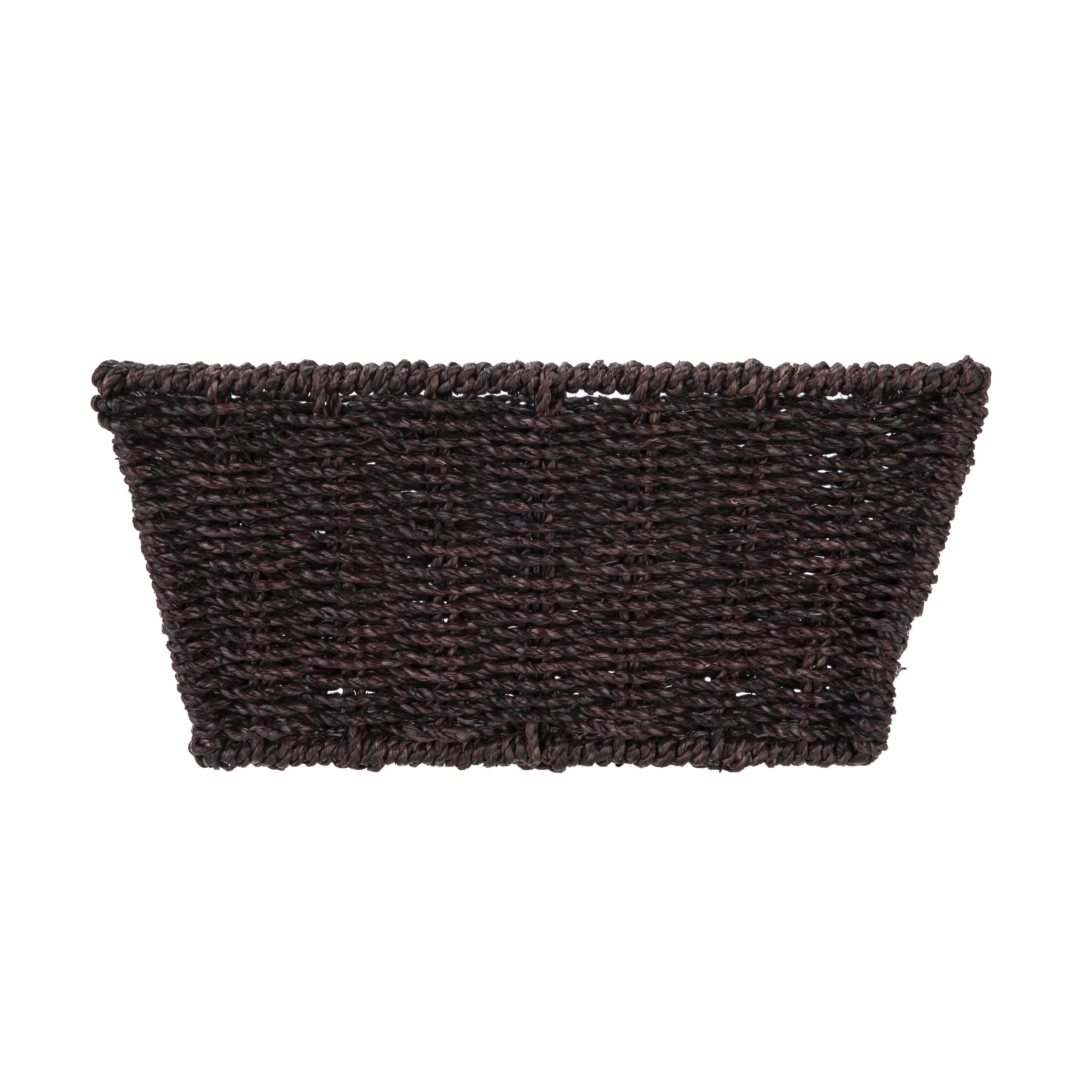 (6 Pack)  Espresso Handwoven Seagrass Basket, Rectangle