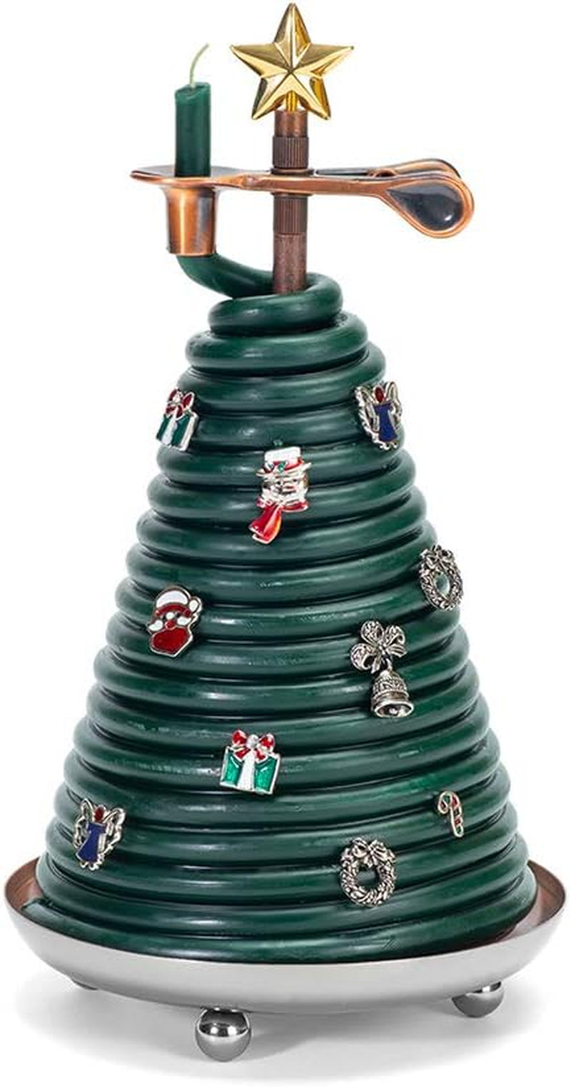 80-Hour Christmas Tree Candle with 14 Charms, Eco-Friendly Natural Beeswax with Cotton Wick
