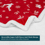 Christmas Blanket Holiday Theme Print Warm Sherpa Fleece Throw Sofa Couch Bed