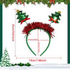 Christmas Tree Headbands Happy Christmas Hairbands Green Glitter Hair Hoop Bow Red Ribbon Design Xmas Hair Band Festival Headwear Hair Accessories for Christmas Party