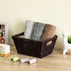 (6 Pack)  Espresso Handwoven Seagrass Basket, Rectangle