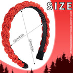 2Pcs Christmas Headbands for Women Bright Silk Braided Headbands Green Red Braided Hair Band