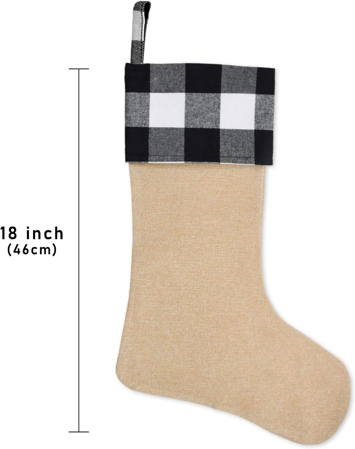6 Pack Burlap Christmas Stockings- 18 Inch Big Christmas Stockings with Buffalo Check Cuff Fireplace Hanging Stockings for Family Christmas Decoration Holiday Season Party Decor
