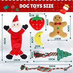 Christmas Dog Toys, Puppy Chew Toy for Teething and Training with Gift Bag, Tough Xmas Gift Plush Squeaky Toy for Small Dogs