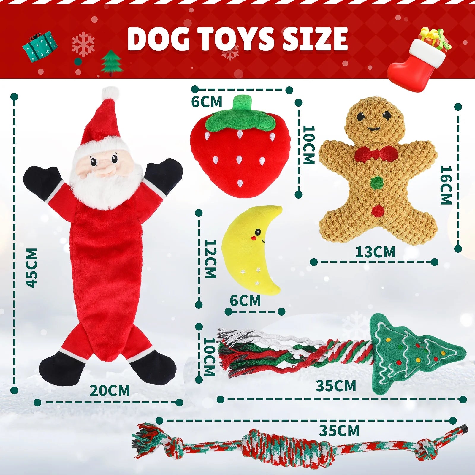 Christmas Dog Toys, Puppy Chew Toy for Teething and Training with Gift Bag, Tough Xmas Gift Plush Squeaky Toy for Small Dogs