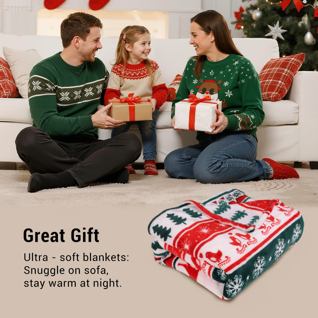 GOGREEN Christmas Blanket Fleece Ultra Soft Microfiber Throw Blanket - 300GSM
