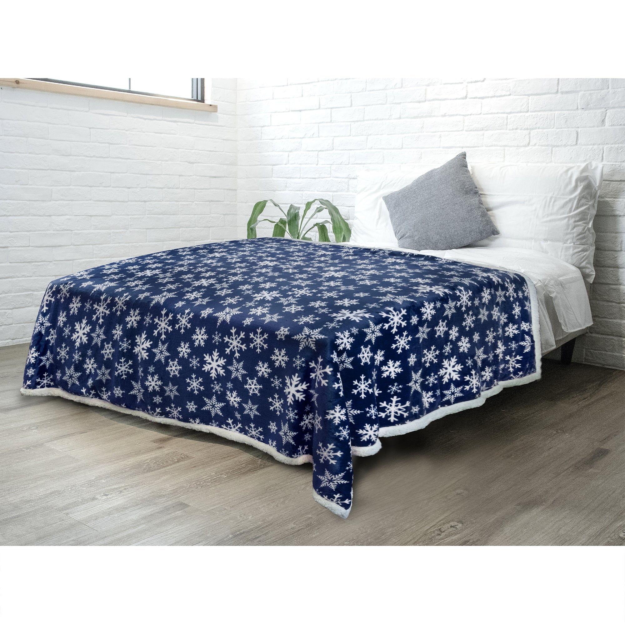 Christmas Blanket Holiday Theme Print Warm Sherpa Fleece Throw Sofa Couch Bed