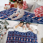 Christmas Blanket Holiday Theme Print Warm Sherpa Fleece Throw Sofa Couch Bed