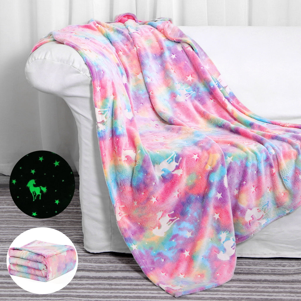 Glow in the Dark Blanket Unicorn Blanket for Girls, Unicorns Gifts for Girls , Birthday Gifts Christmas Valentines Gifts