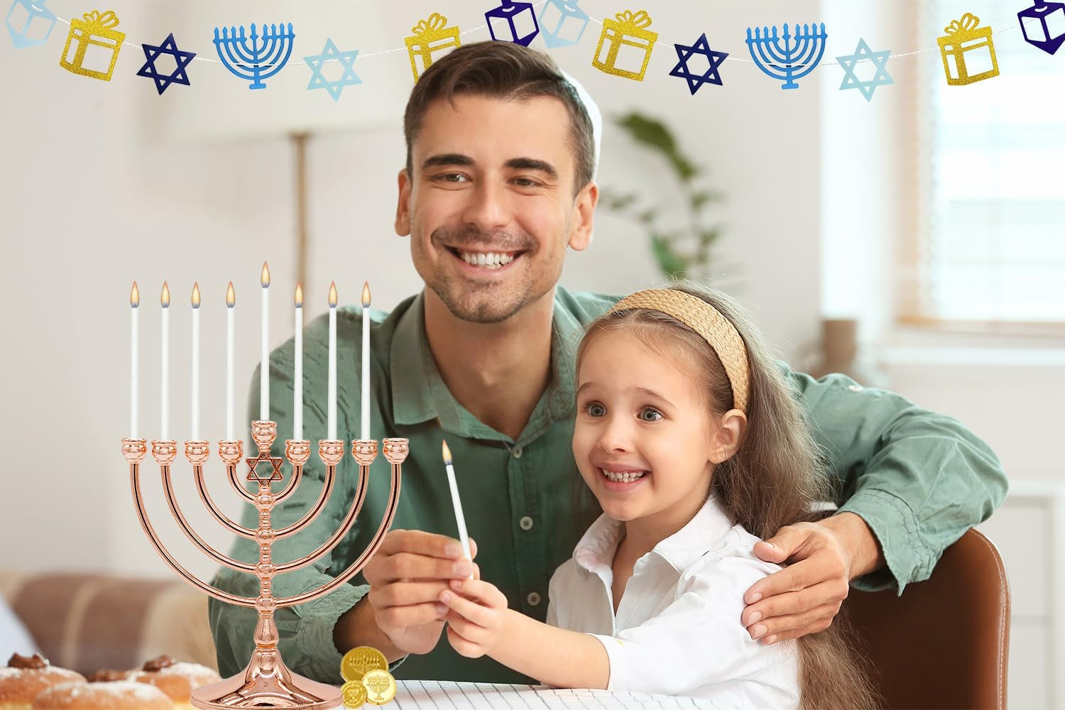 White Hanukkah Menorah Candles