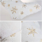 2PCS Plush Christmas Stockings White Faux Fur Large 56Cm Deluxe Hanging Xmas Stockings with Gold Sequin Snowflake for Christmas Fireplace Decorations Socks (White-G, 22Inches)